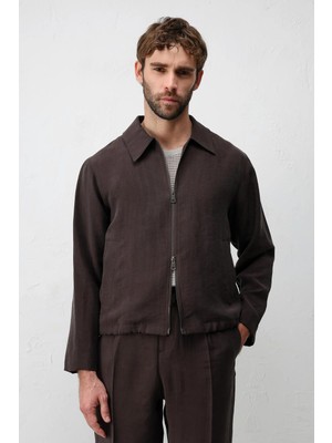 Antioch Koyu Kahve Lyocell Karışımlı Yazlık Erkek Ceket