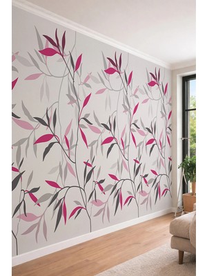 Dreamwall Yaprak Desenli Modern Minimalist Tek Parça Tekstil Duvar Kağıdı