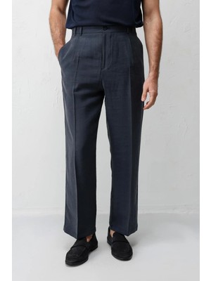 Antioch Lacivert Lyocell Relaxed Fit Pileli Erkek Pantolon