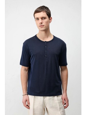 Antioch Lacivert Düğmeli Yaka Erkek T-Shirt