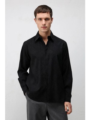 Antioch Siyah Modal Karışımlı Dokulu Erkek Gömlek