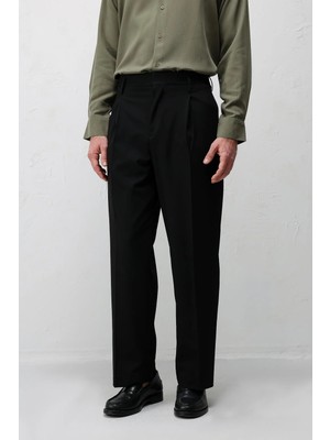Antioch Siyah Relaxed Fit Pileli Erkek Pantolon