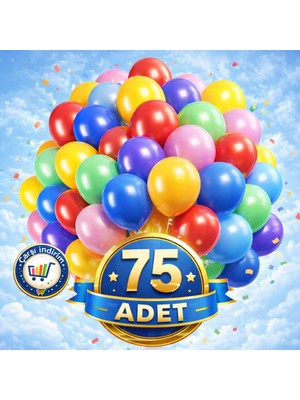 Nistabolje 75 Adet Renkli Balon Parti Doğum Günü Kutlama Özel Günler Karışık Renkli Balon