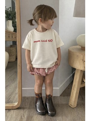 Monila Çocuk Pamuklu Kısa Kol Baskılı T-Shirt Taş Renk Günlük Tarz