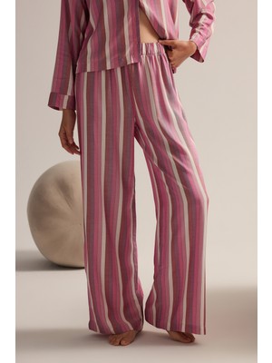 Hays Kadın Dokuma Yırtmaç Detaylı Uzun Pijama Altı