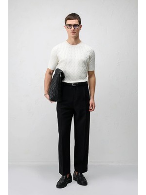 Antioch Siyah Pileli Relaxed Fit Erkek Pantolon