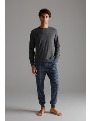 Syah Erkek Pamuklu Uzun Kollu Pijama Takımı