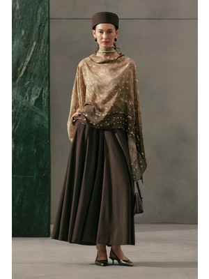 Manuka Kup Detaylı Kloş Etek Kahverengi