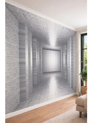 Dreamwall 3D Görünümlü Beton Tünel ve Perspektif Temalı Tek Parça Tekstil Duvar Kağıdı
