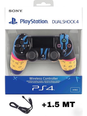 Crk Tech Ps4 Pc Uyumlu Dualshock 4 V2 Yeni Nesil Kablosuz Oyun Kolu Yenilenmiş - Özel Desenli Gamepad + 1.5mt Şarj Kablosu