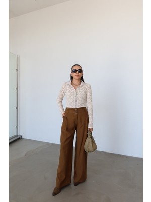 Özge Özgenç Pileli Kemerli Paperbag Pantolon