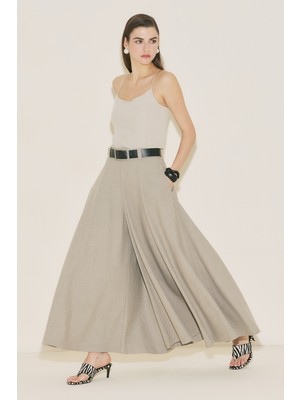 Manuka Etek Formlu Geniş Pantolon Taş