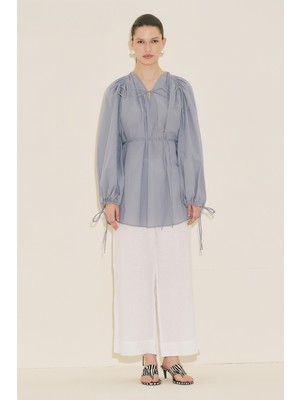 Manuka Bağlama Detaylı Tunik Mavi