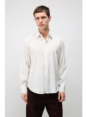 Antioch Ekru Modal Karışımlı Dokulu Erkek Gömlek