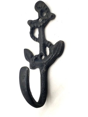 Antika Tarz Dekoratif Pirinç Halatlı, Çapa, Denizci, Gemici  Askı - 95X42MM,  Oksit Nemere Home