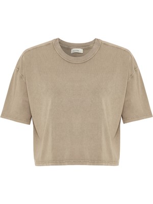 MUDO Bisiklet Yaka Crop T-Shırt