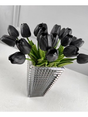 Pekibu 10'lu Yapay Islak Lale Buketi 1.kalite Siyah