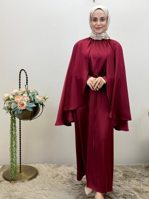 JOOQSTORE Pelerinli Saten Elbise