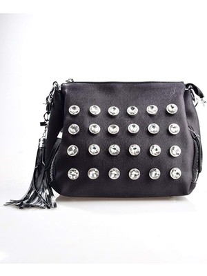 Guja 25YG352 Kadın Taşlı El ve Omuz Çantası Siyah