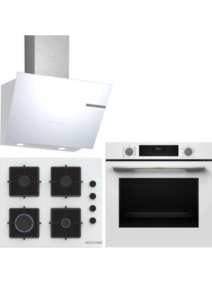 Bosch Beyaz 3 Lü Ankastre Set 495 ( HUA717BV0T - POP6C2P31O - DWK66PJ20T ) - Buhar Destekli -
