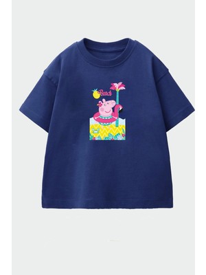 Monila Kız Çocuk Pamuklu Bisiklet Yaka Baskılı T-Shirt