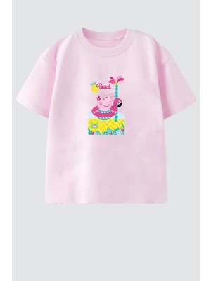 Monila Kız Çocuk Pamuklu Bisiklet Yaka Baskılı T-Shirt