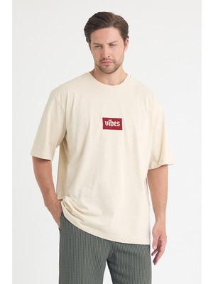 Gothamvibes Erkek Relaxed 003 Oversize Krem T-Shirt