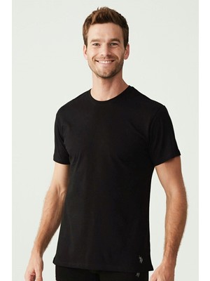 Erkek Kapalı Yaka Kısa Kollu %100 Pamuklu 2'li Paket Tshirt Atlet 80196