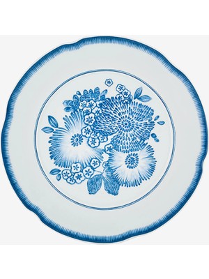 Vista Alegre Coralina By Oscar De La Renta Mavi Porselen Yemek Tabağı 29 cm