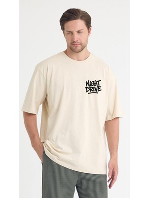 Gothamvibes Erkek Relaxed 012 Oversize Krem T-Shirt