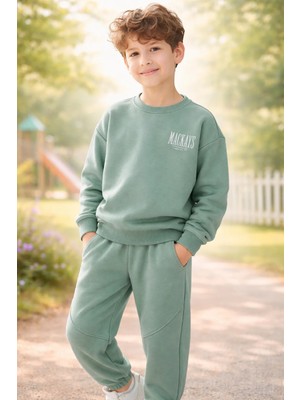 Almira Anne Bebek Çocuklar Için Yeşil Erkek Eşofman Takımı Günlük Rahat Giyim