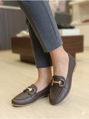 Pynare Kahve Tokalı Deri Ayakkabı