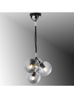 TT607-4-SY-KR Tt Aydınlatma Mat Siyah - Krom Kaplama 4 Lü Buket Yuvarlak Avize