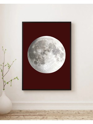 Rosaart Ahşap Çerçeveli Tablo -Ay Yüzeyi Tasarımlı Dekoratif Ay Tablosu-Çerçeveli Poster-Dijital Baskılı