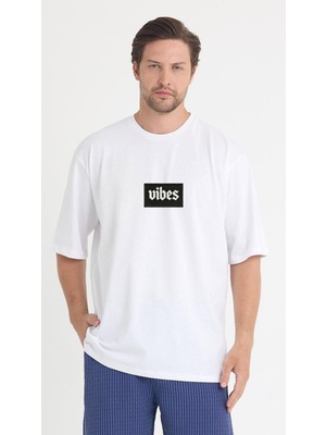 Gothamvibes Erkek Relaxed 010 Oversize Beyaz T-Shirt