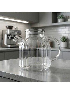 Isıya Dayanıklı Cam Demlik 1.5 Litre Süzgeçli Bitki Çayı ve Sunum Demliği | Kitchera Home