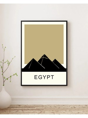Rosaart Mısır Piramitleri Slüeti Ahşap Çerçeveli Tablo, Modern Minimal Dekor Poster - Egypt Giza Tasarım