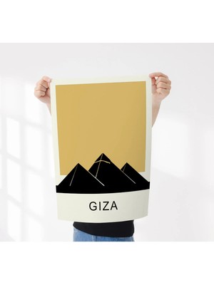 Rosaart Mısır Piramitleri Slüeti,çerçevesiz Poster, Modern Minimal Poster, Egypt Giza Tasarım, Dijital Baskı