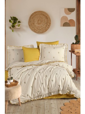 nordqueen Ranforce %100 Pamuk Nakışlı Fırfırlı Nevresim Seti Ellas V2