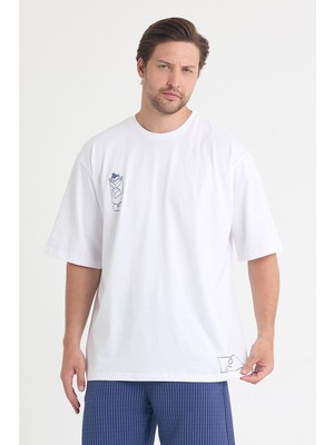 Gothamvibes Erkek Relaxed 005 Oversize Beyaz T-Shirt
