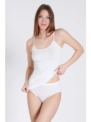 Belinay Kadın Kare Yaka Ip Askılı Pamuklu Beyaz Atlet