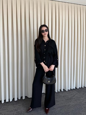 Laluvia Siyah Gömlek Pantolon Takım - 51311