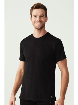 Erkek Kapalı Yaka Kısa Kollu 2'li Paket Tshirt Atlet 80197