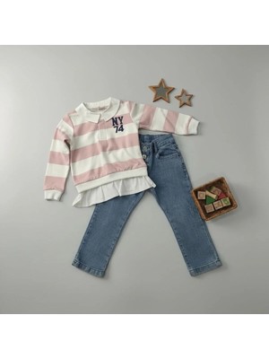 Lea Kids Kız Çocuk Pantalon Sweat Alttan Gömlek Detaylı Takım