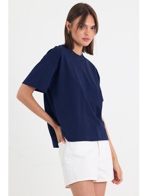 Gothamvibes Kadın Timeless Oversize Lacivert T-Shirt