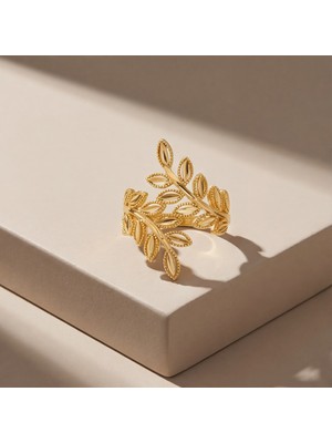 Ferizz Altın Kaplama Çiçek Şekilli Hint Model Kadın Yüzük YZK-514