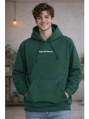 Starzone Kapüşonlu Feels Like Heaven Tasarım Baskılı Sweatshirt