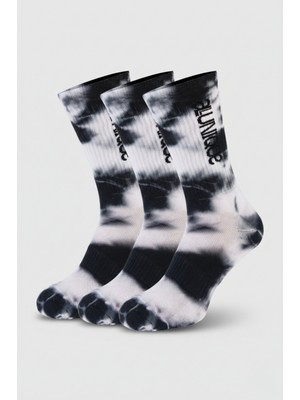 Allunique Batik Desenli Crew Spor Çorap 3'lü Paket Supima Pamuklu ve Havlu Örgülü (Yastıklamalı) Taban