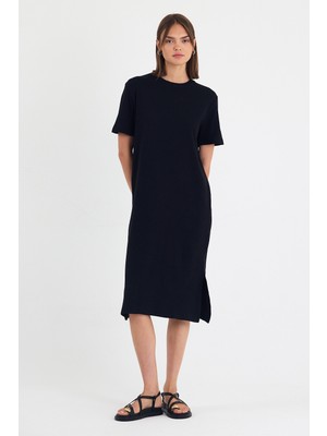 Gothamvibes Kadın Kısa Kol Siyah Elbise