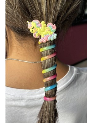 Kokoş Unicorn Figürlü Yaylı Spiral Toka